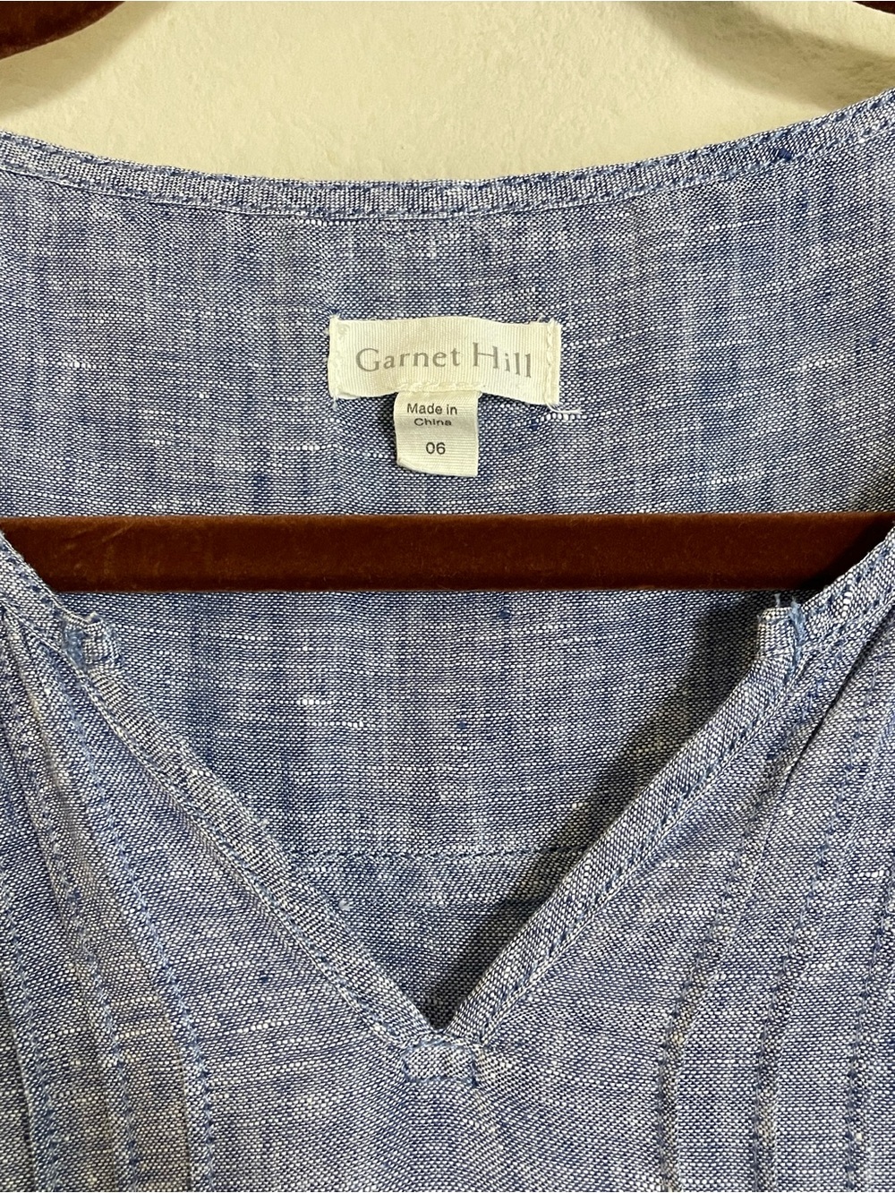 Garnet Hill Linen Pintuck V Neck Tiered Lace Trim Tank Top Size 06 - Picture 3 of 8
